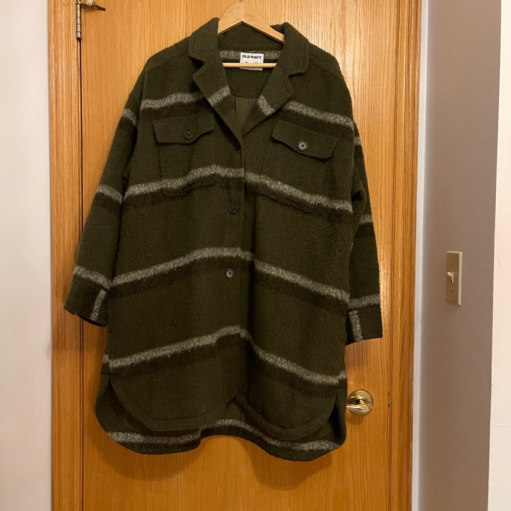 Old Navy Olive Green Striped Women's Jacket